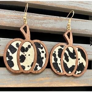 Halloween Pumpkin Leopard Pattern Hollowed Out Leather Earrings